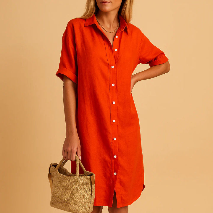 Robe chemise boutonnée coupe décontractée