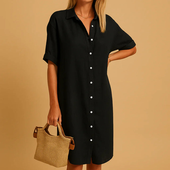 Robe chemise boutonnée coupe décontractée