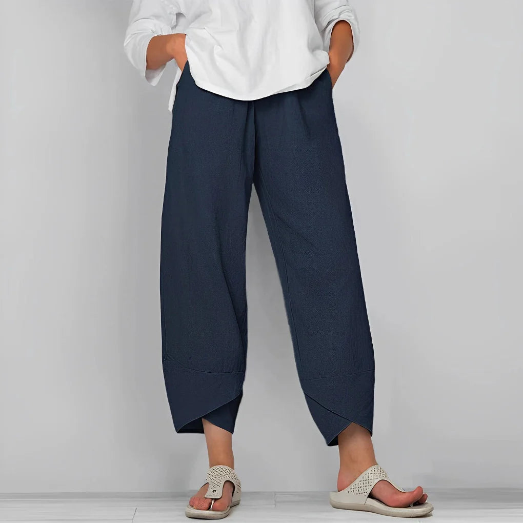Pantalon élégant en satin à jambes larges