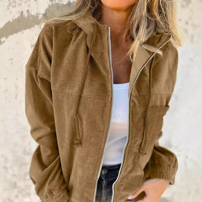 Veste décontractée pour femmes avec capuche et fermeture éclair