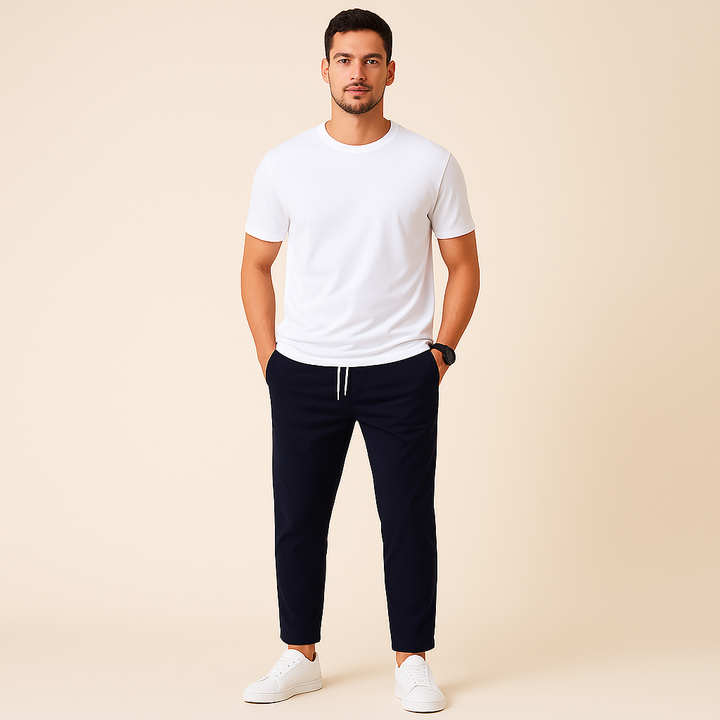Pantalon slim à cordon de serrage pour homme