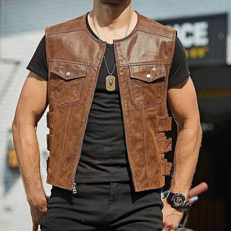 Gilet en cuir tendance pour homme
