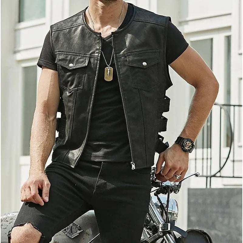 Gilet en cuir tendance pour homme