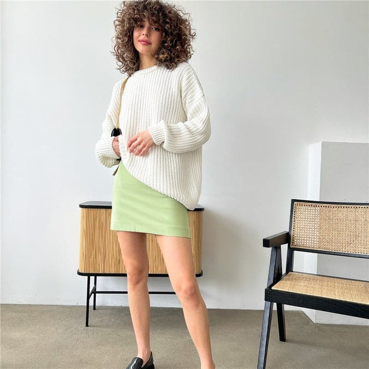 Joley - Pull tricoté tendance en couleur unie avec encolure ronde