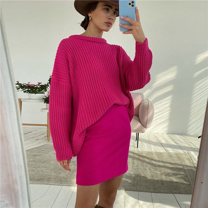 Joley - Pull tricoté tendance en couleur unie avec encolure ronde