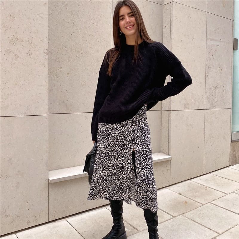 Joley - Pull tricoté tendance en couleur unie avec encolure ronde
