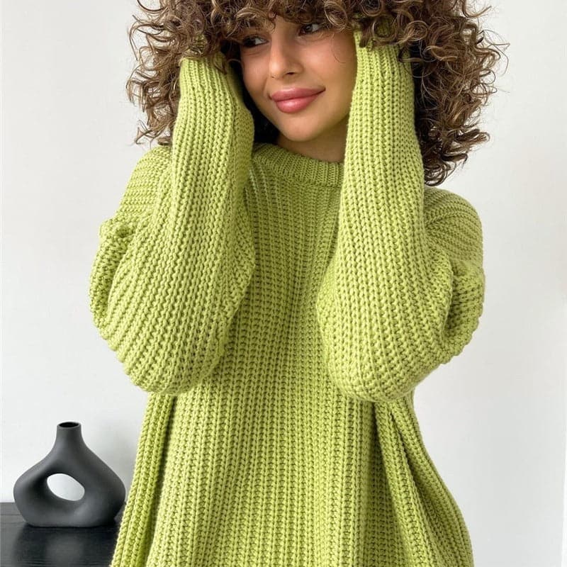 Joley - Pull tricoté tendance en couleur unie avec encolure ronde