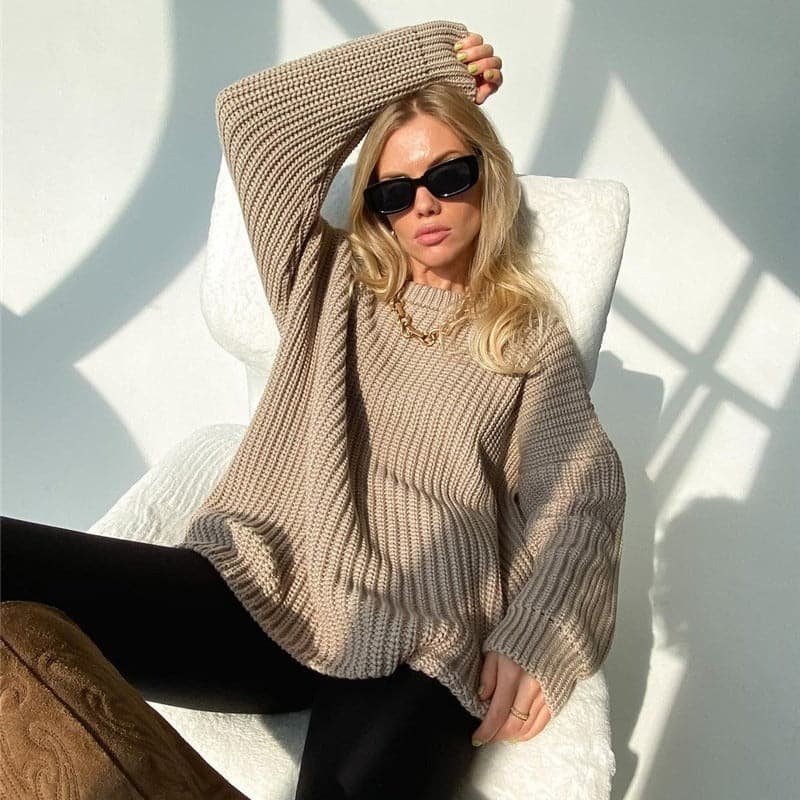 Joley - Pull tricoté tendance en couleur unie avec encolure ronde