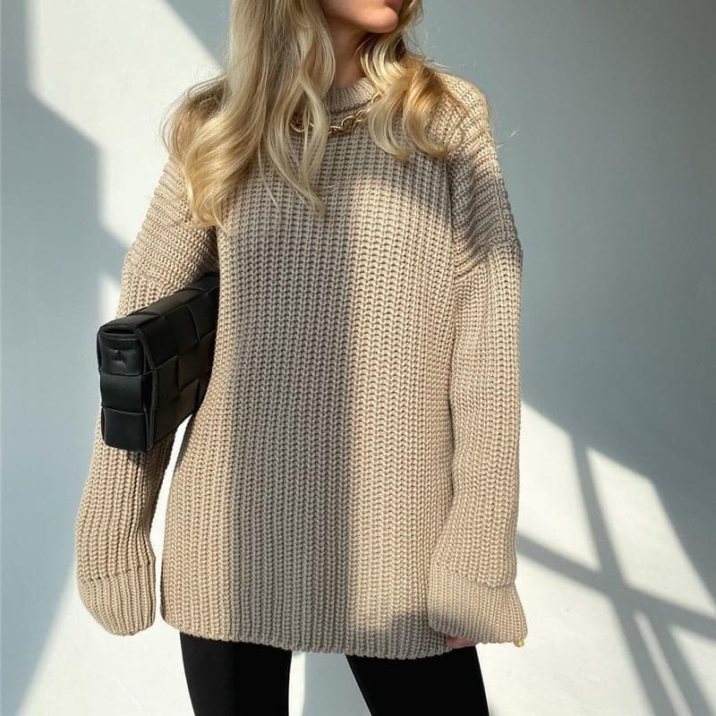 Joley - Pull tricoté tendance en couleur unie avec encolure ronde