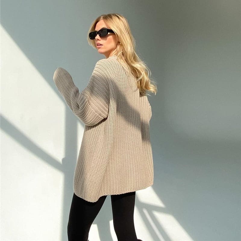 Joley - Pull tricoté tendance en couleur unie avec encolure ronde
