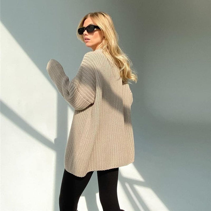 Joley - Pull tricoté tendance en couleur unie avec encolure ronde