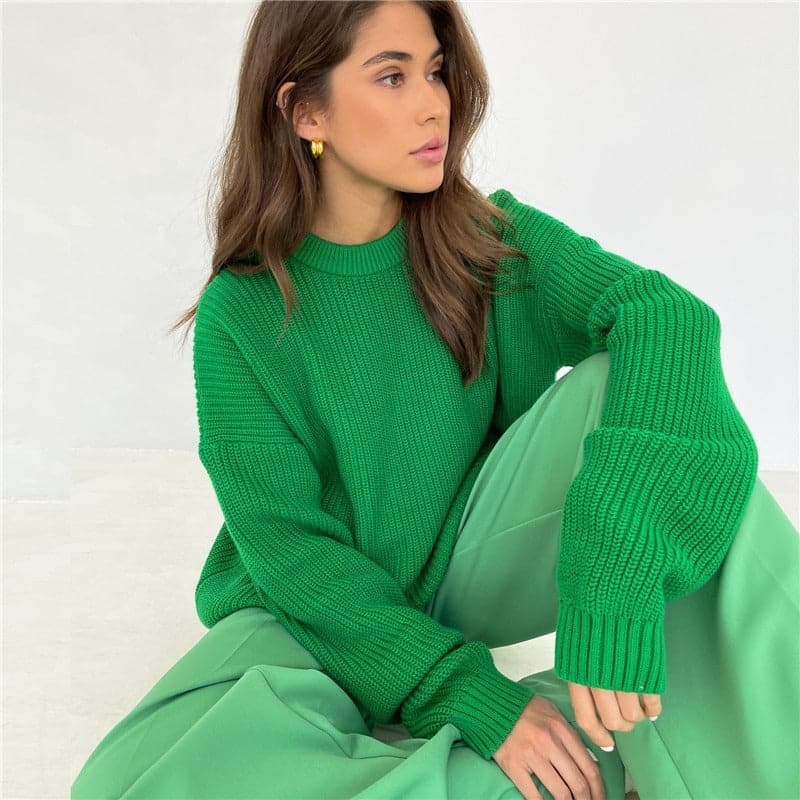 Joley - Pull tricoté tendance en couleur unie avec encolure ronde