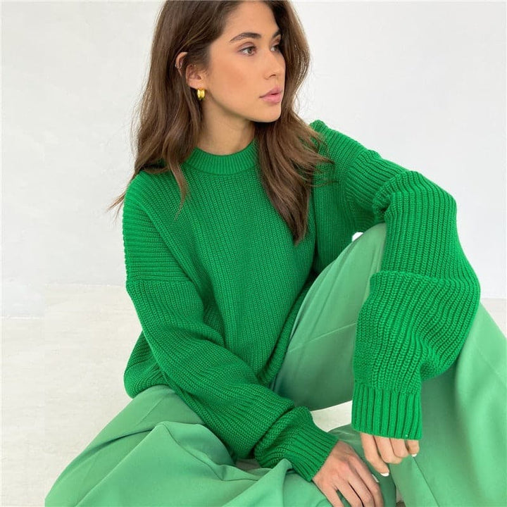 Joley - Pull tricoté tendance en couleur unie avec encolure ronde