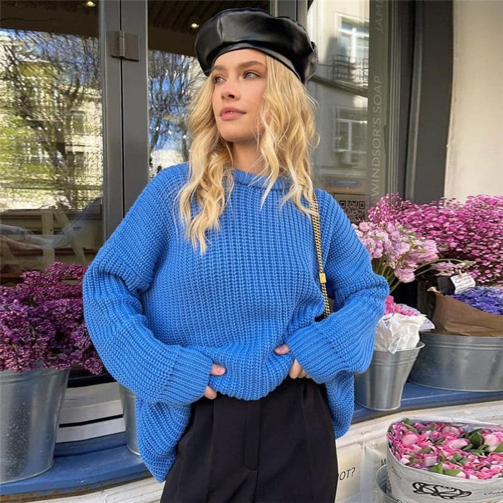 Joley - Pull tricoté tendance en couleur unie avec encolure ronde
