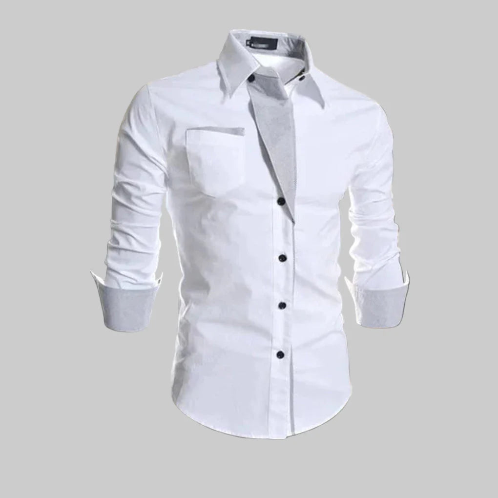 Chemise à manches longues pour homme – Modèle classique en coton