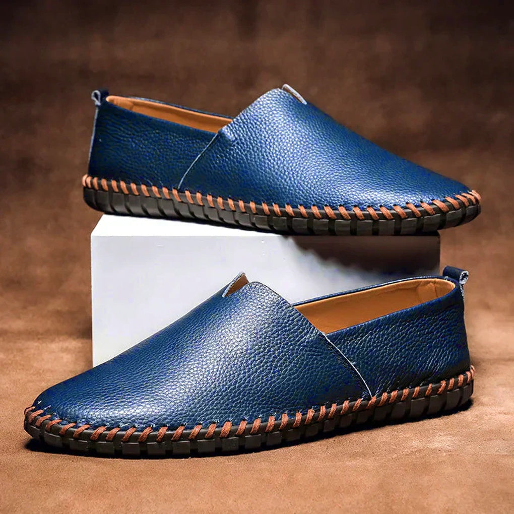 Mocassins élégants à enfiler en cuir véritable mat