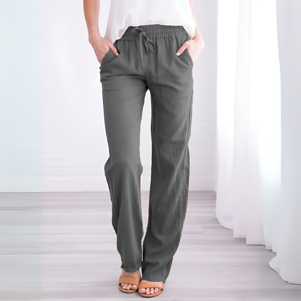 Pantalon aéré en coton et lin pour femme
