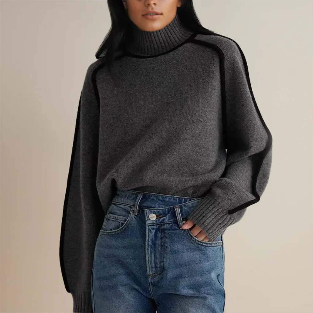 Pull chaud à col roulé pour femme