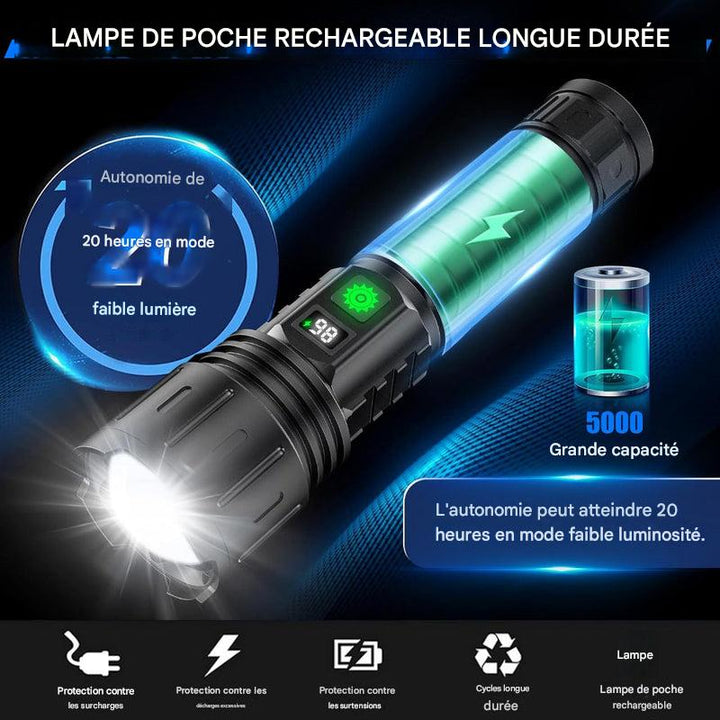 Lampe de poche tactique 100 000 lumens