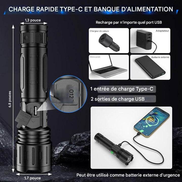 Lampe de poche tactique 100 000 lumens
