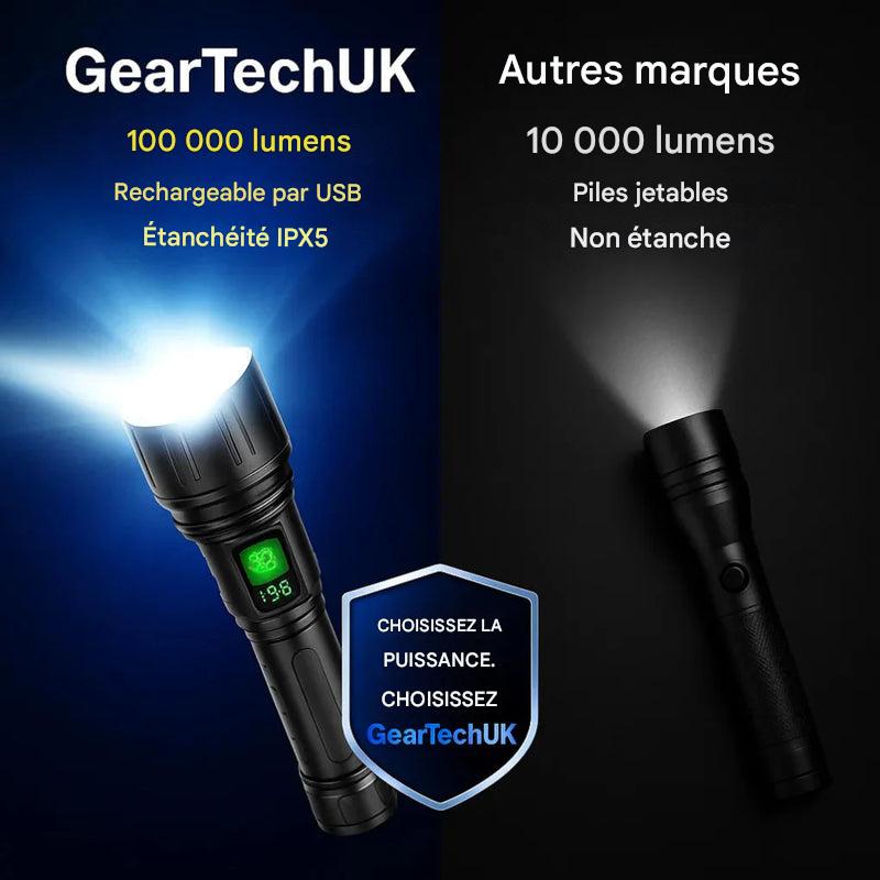 Lampe de poche tactique 100 000 lumens