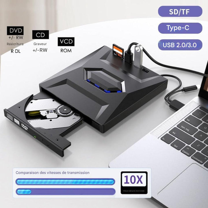 Lecteur DVD externe 7 en 1 et graveur CD/DVD RW