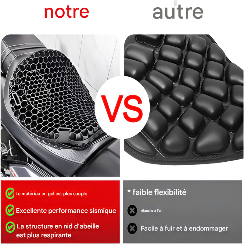 Coussin de selle en gel pour moto pour les longs trajets