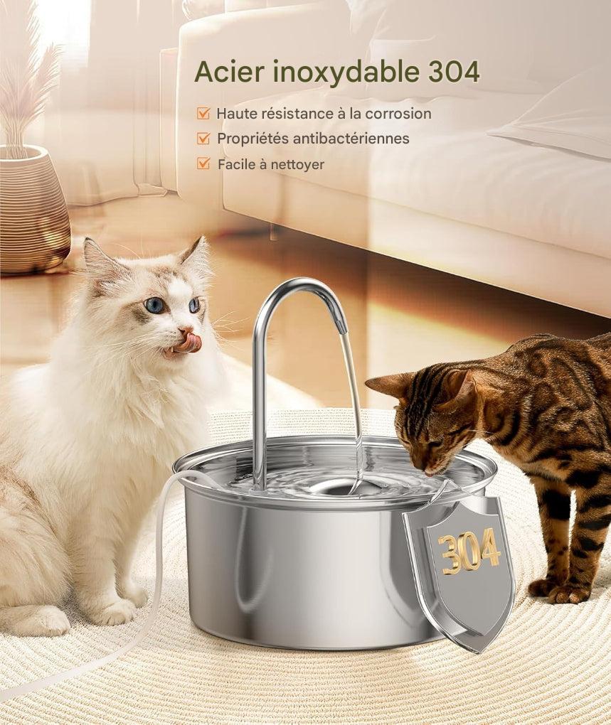 Fontaine à eau en acier inoxydable pour chats et petits chiens