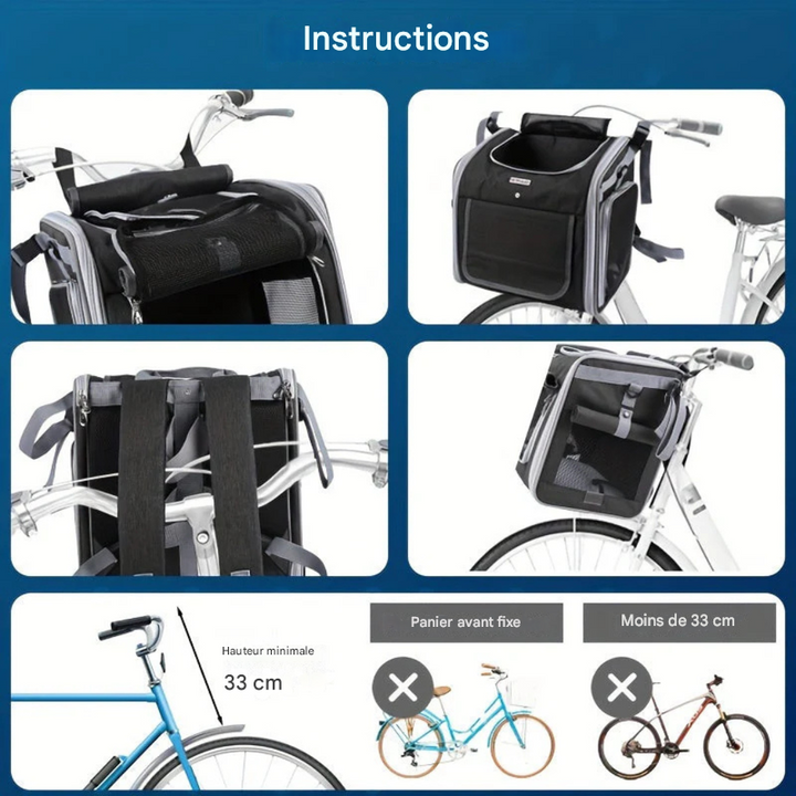 Panier de vélo extensible pour animaux de compagnie