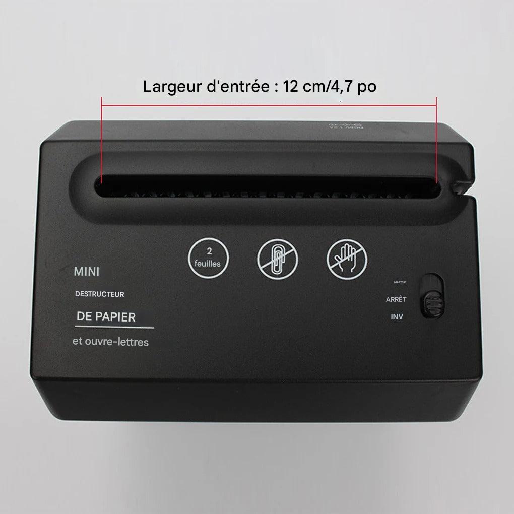 Mini destructeur de papier de bureau – Compact, silencieux et efficace