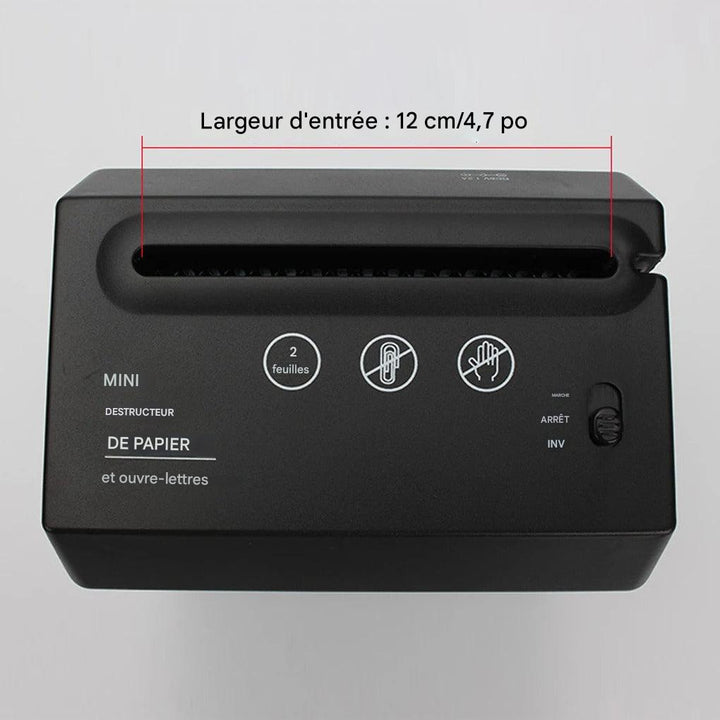Mini destructeur de papier de bureau – Compact, silencieux et efficace