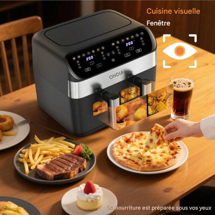 Friteuse à air double zone 12 en 1 avec système à 2 paniers