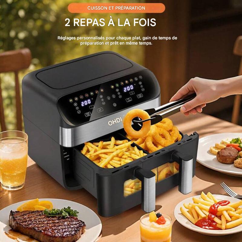 Friteuse à air double zone 12 en 1 avec système à 2 paniers