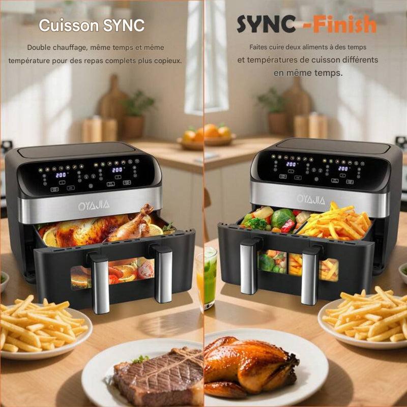 Friteuse à air double zone 12 en 1 avec système à 2 paniers