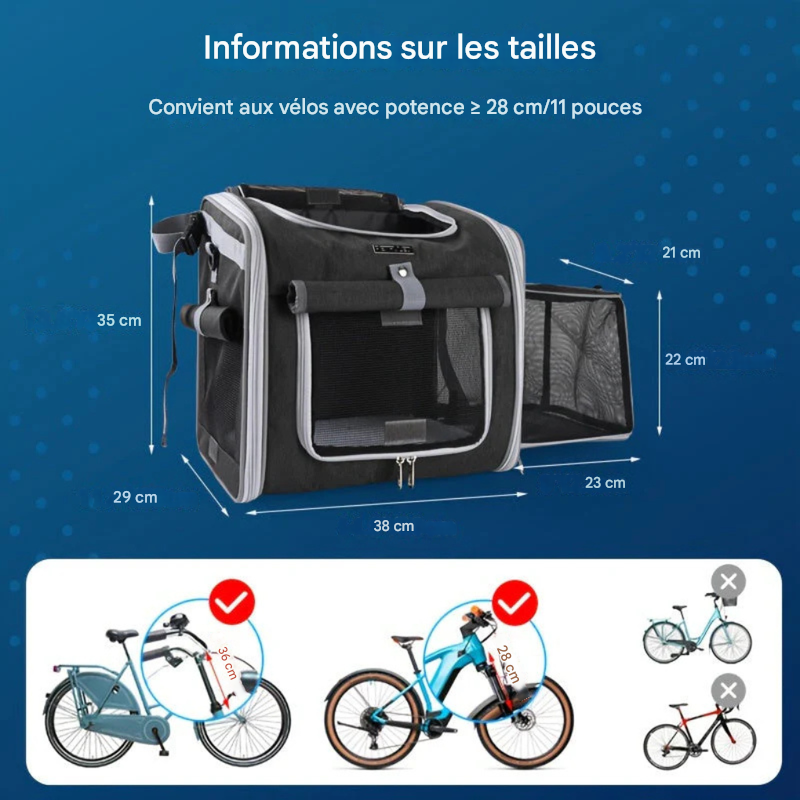 Panier de vélo extensible pour animaux de compagnie