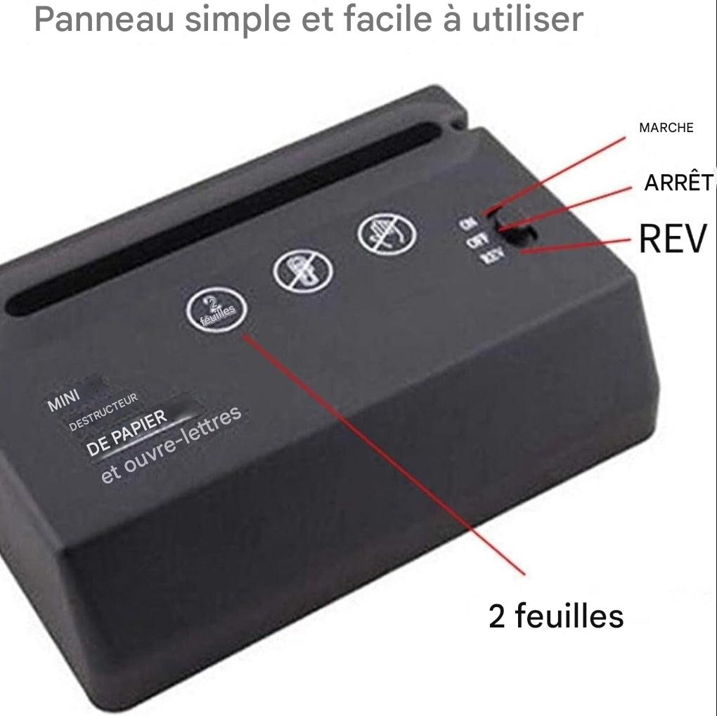 Mini destructeur de papier de bureau – Compact, silencieux et efficace