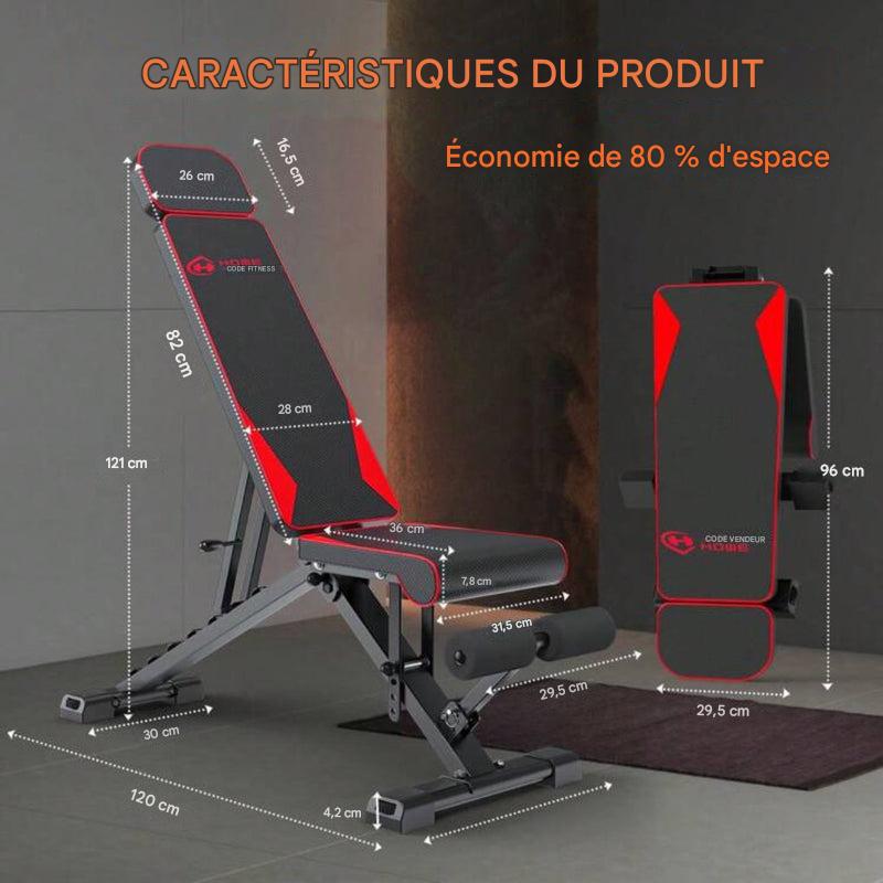 Banc de musculation pliable et réglable