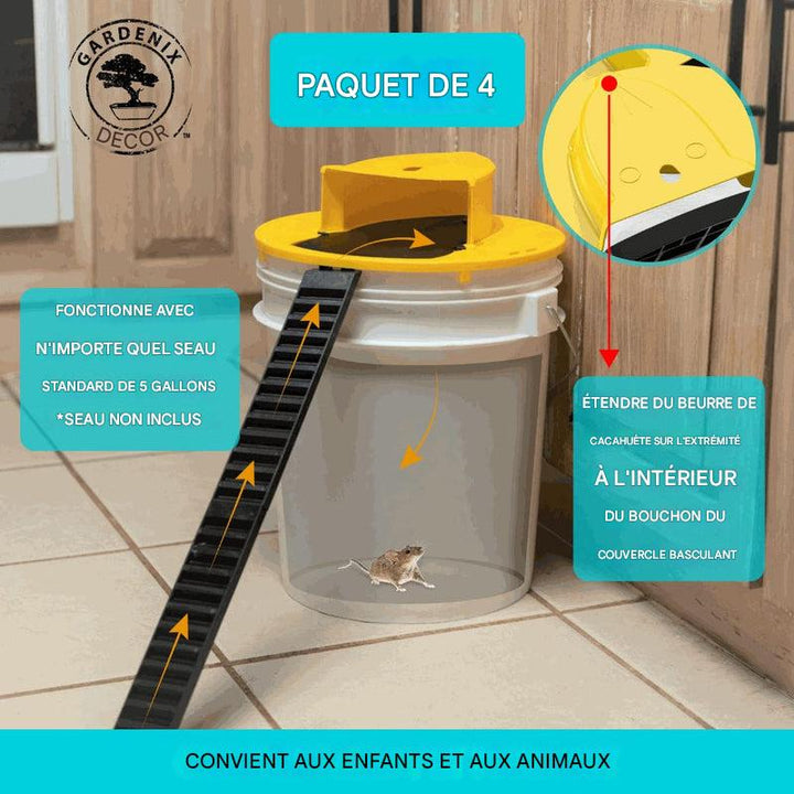 Piège à souris avec couvercle de seau, lot de 4