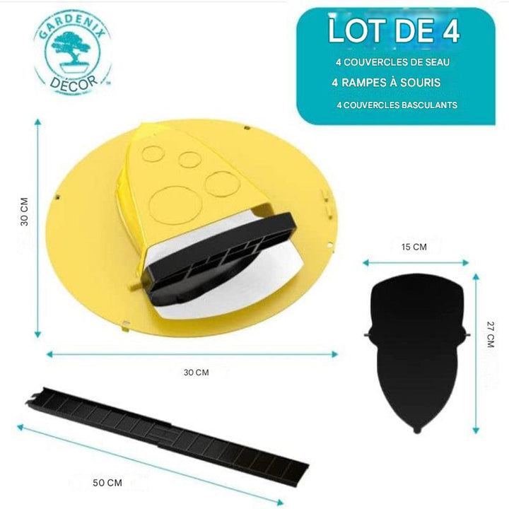Piège à souris avec couvercle de seau, lot de 4