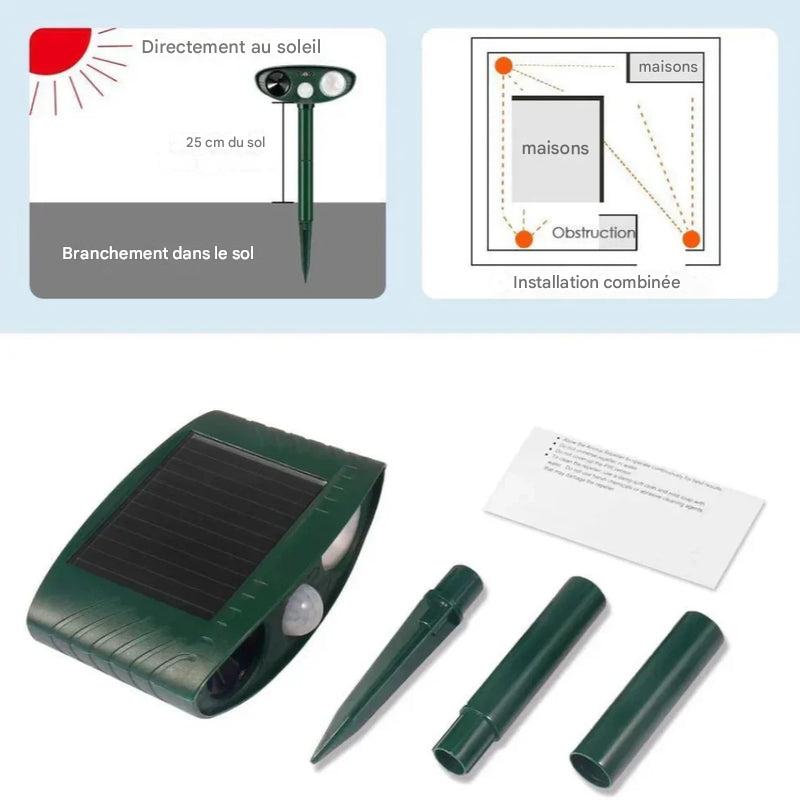 Répulsif solaire ultrasonique pour animaux activé par le mouvement