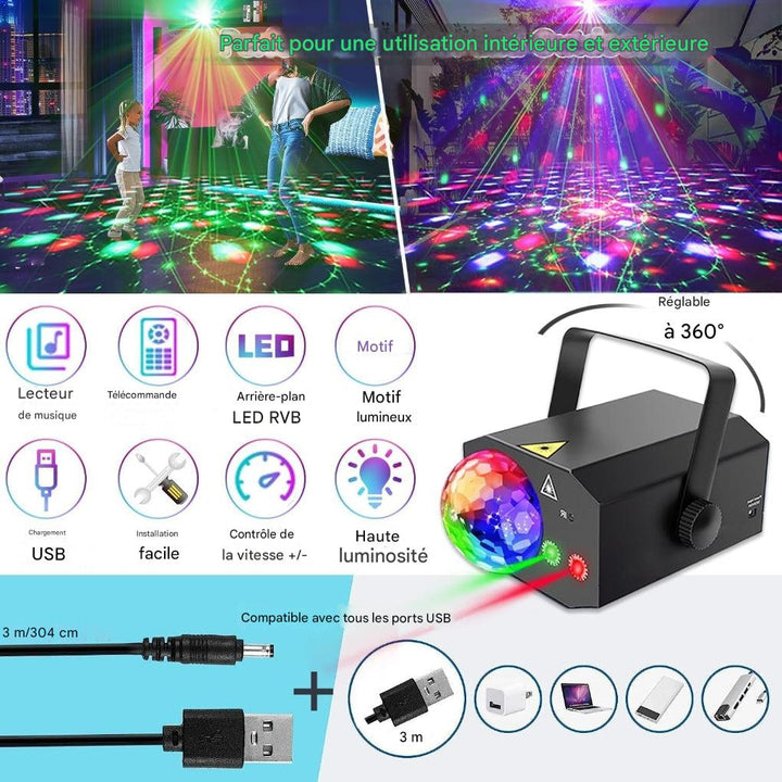 Lumière disco laser 2 en 1