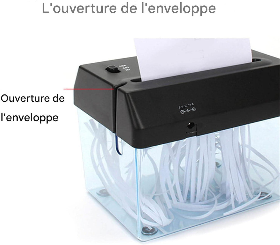 Mini destructeur de papier de bureau – Compact, silencieux et efficace