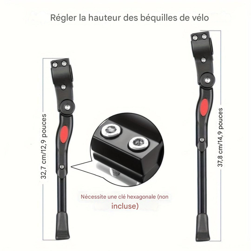 Béquille latérale réglable pour vélo