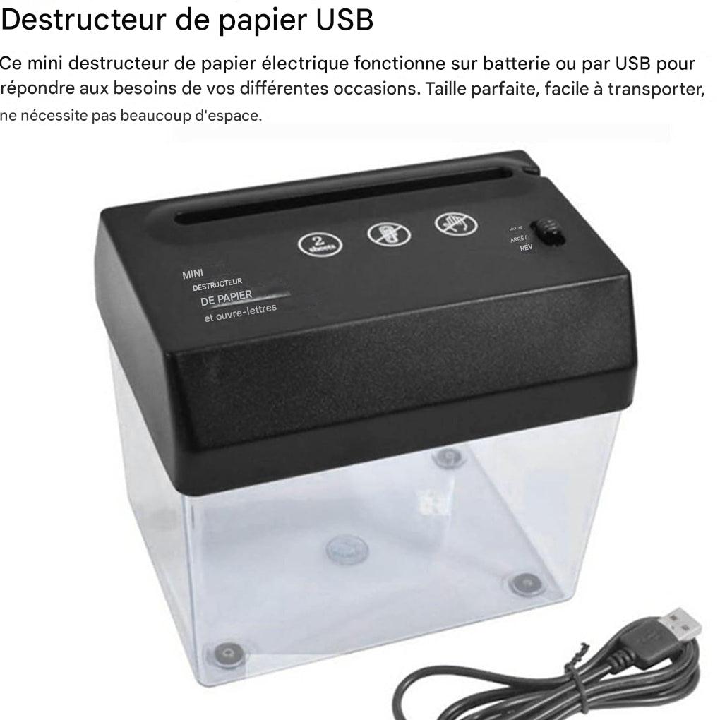 Mini destructeur de papier de bureau – Compact, silencieux et efficace