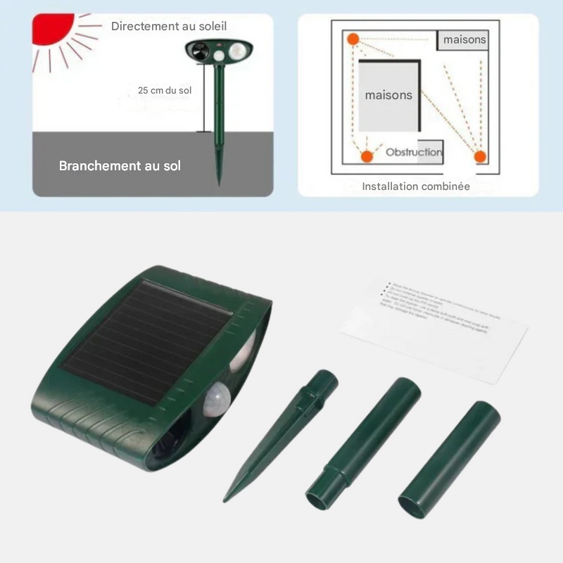 Répulsif à ultrasons pour tamias et à énergie solaire