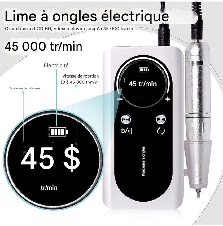 Ponceuse à ongles électrique rechargeable 45 000 tr/min