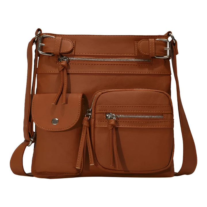 Sac à bandoulière en cuir multi-poches pour femme
