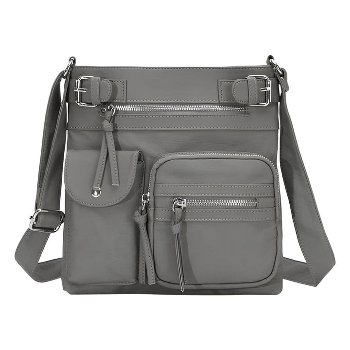 Sac à bandoulière en cuir multi-poches pour femme