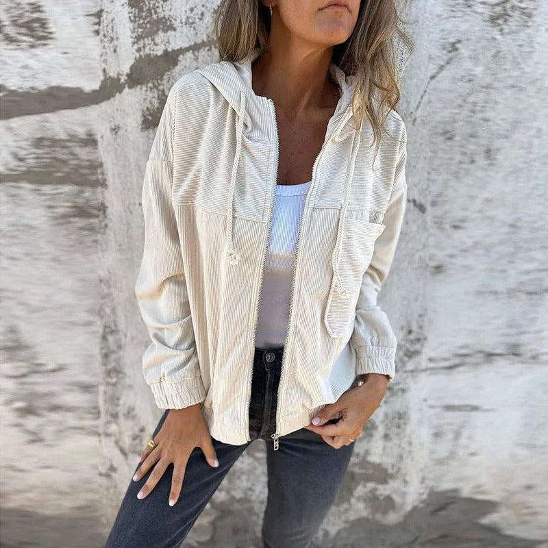 Veste Décontractée pour Femme avec Capuche et Fermeture Éclair : Élégance et Confort pour la Mi-Saison