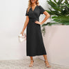 Robe plissée à col en V sans effort